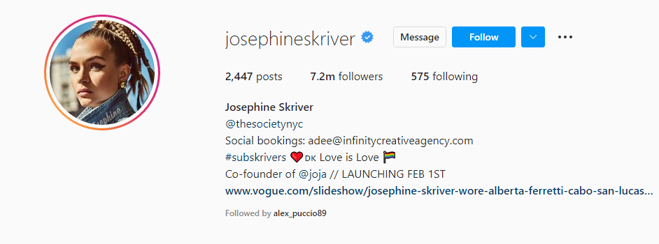 Josephine skriver instagram
